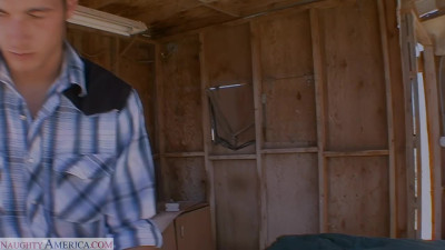 Busty cowgirl Alanah Rae fucks hard at the barn