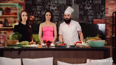 Angel Rush, Francys Belle in Angel Rush and Francys Belle are two stunning models joining Max Cortes and Andy Stone on their fake cooking show