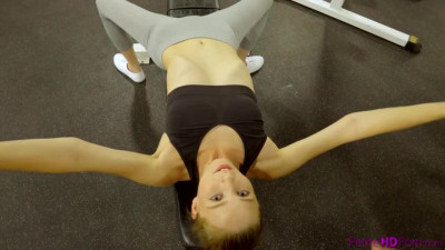 Ava Parker in Cute blonde Ava Parker loves working out to keep her small tit body tight. Her ass looks great in leggings tight enough to show she's not wearing panties, and her boobs are highlighted b