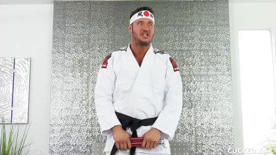 Brett Rossi in Brett Rossi and her wimp of a Husband Fluffy are going to work on making him a man at Danny Mountains dojo