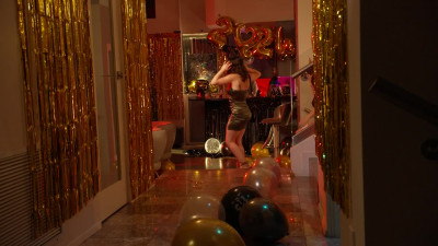 The gorgeous Katie Kush gets dressed up to find her New Year's fuck buddy