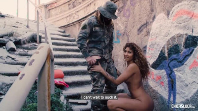 Venus Afrodita in Venezuelan hottie Venus Afrodita plays with her exhibitionist side. She meets and fucks a soldier dude Miguel Zayas. Her blowjob skills drive that guy wild so he starts drilling Afro