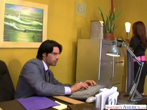 Adrenalynn in American Adrenalynn fucking in the office with her tits