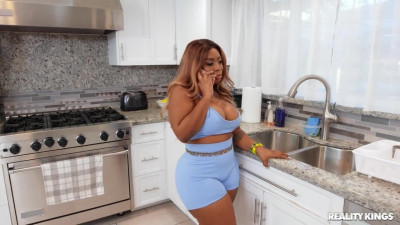 Cleaning House with Ms London's Huge Tits