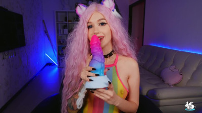 Purple Bitch In Cosplay Fucks Her Pussy With Weird Sex Toy