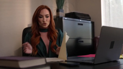 Sexy redhead Sophia Locke makes her co-workers wet dreams cum true