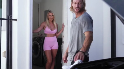 Blonde hotwife Andi Avalon pays her mechanic with pussy