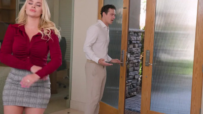 Blonde beauty Alexis Monroe takes matters into her own hands and gets her husband's boss' big cock all wet