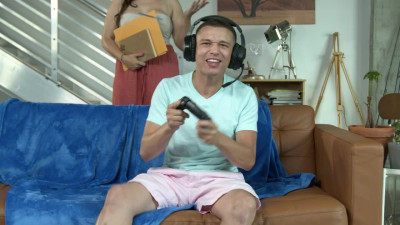 Big booty Italian Brunette Valentina Bellucci gets creampied by gamer guy