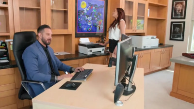 Sexy Chloe Amour gets her way at work using her wet lips