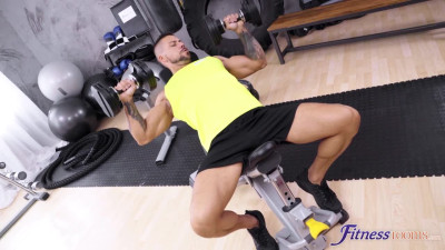 Big tits big ass gym threesome