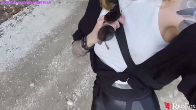 Perfect Girl Sucking Big Dick until Oral Creampie in the Forest