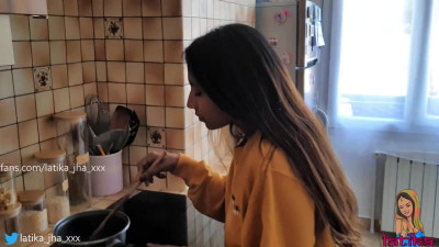 Latika Jha - LJ_015 - Asian / Indian Teen with Huge Boobs Gettin Fucked in her Kitchen / Amateur